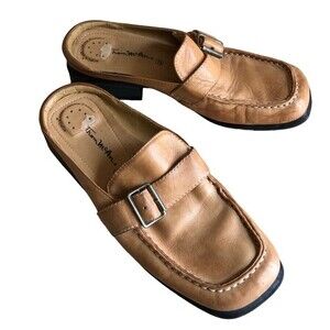 Thom McCan Shoes Womens Leather Mules Size 7.5 Caramel